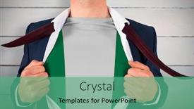  Presentation with reveal - Amazing theme having businessman opening shirt to reveal nigeria flag against painted blue wooden planks backdrop and a seafoam green colored foreground