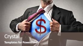  Presentation with superhero - PPT theme enhanced with redeemer - businessman opens shirt and shows background and a gray colored foreground