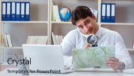  Presentation with traveling to paris - Cool new theme with businessman operator traveling agent working backdrop and a lemonade colored foreground