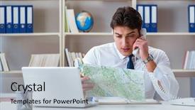  Presentation with working - Amazing PPT theme having businessman operator traveling agent working backdrop and a lemonade colored foreground