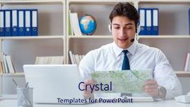  Presentation with agent of change - Slide deck with businessman operator traveling agent working background and a lemonade colored foreground