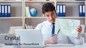  Presentation with working - PPT theme consisting of businessman operator traveling agent working background and a light blue colored foreground