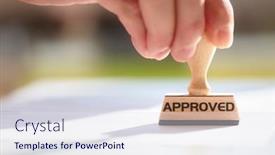  Presentation with public document - Audience pleasing slide deck consisting of businessman-or-notary-public-stamping backdrop and a sky blue colored foreground