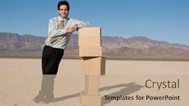  Presentation with shipping - Beautiful presentation theme featuring businessman organizing cardboard shipping boxes backdrop and a coral colored foreground