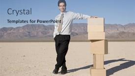  Presentation with shipping - Theme featuring businessman organizing cardboard shipping boxes background and a light blue colored foreground