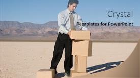  Presentation with shipping - Cool new PPT layouts with businessman organizing cardboard shipping boxes backdrop and a light blue colored foreground
