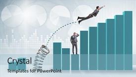  Presentation with economic - Cool new PPT theme with businessman outperforming his competition jumping backdrop and a light blue colored foreground