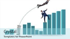  Presentation with economic - Presentation with businessman outperforming his competition jumping background and a arctic colored foreground