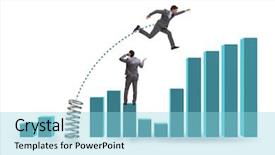  Presentation with ethnies jumping up in the air - Amazing PPT theme having businessman outperforming his competition jumping backdrop and a light blue colored foreground