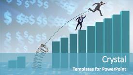  Presentation with competition - Audience pleasing slide set consisting of businessman outperforming his competition jumping backdrop and a  colored foreground