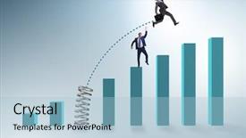  Presentation with competition - Beautiful slides featuring businessman outperforming his competition jumping backdrop and a light blue colored foreground