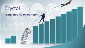  Presentation with competition - Theme consisting of businessman outperforming his competition jumping background and a sky blue colored foreground