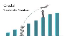  Presentation with competition - Presentation design consisting of businessman outperforming his competition jumping background and a  colored foreground
