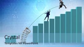  Presentation with runner competition beggining - Cool new theme with businessman outperforming his competition jumping backdrop and a light blue colored foreground