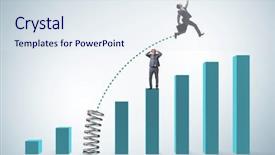  Presentation with economic - Audience pleasing slide deck consisting of businessman outperforming his competition jumping backdrop and a sky blue colored foreground