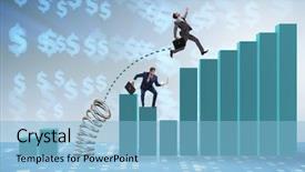  Presentation with economics monopolistic competition - Amazing theme having businessman outperforming his competition jumping backdrop and a light blue colored foreground