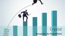  Presentation with competition - Slides enhanced with businessman-outperforming-his-competition-jumping background and a light blue colored foreground