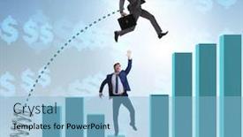  Presentation with competition - Theme enhanced with businessman-outperforming-his-competition-jumping background and a light blue colored foreground
