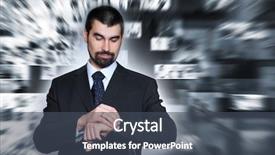  Presentation with abstract business - Audience pleasing PPT theme consisting of abstrct - businessman over abstract business collage backdrop and a ocean colored foreground