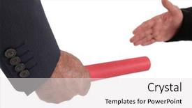  Presentation with baton - Cool new PPT layouts with businessman passing on a baton backdrop and a white colored foreground