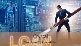  Presentation with businessman loses - Slide set having businessman paying off his debts background and a coral colored foreground