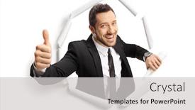  Presentation with paper - PPT layouts featuring businessman-peeking-through-a-paper background and a light gray colored foreground
