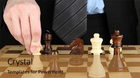  Presentation with close up of a chess - Colorful presentation enhanced with businessman playing chess close-up backdrop and a gold colored foreground