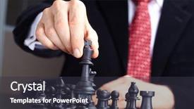  Presentation with chess pieces - Cool new slides with businessman playing chess game backdrop and a dark gray colored foreground