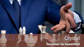  Presentation with strategy - Colorful slide set enhanced with businessman playing chess in strategy concept backdrop and a tawny brown colored foreground