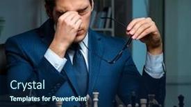  Presentation with strategy - Slide deck featuring businessman playing chess in strategy background and a navy blue colored foreground