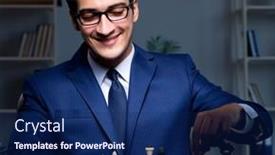  Presentation with strategy - PPT theme consisting of businessman-playing-chess-in-strategy background and a navy blue colored foreground