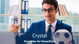  Presentation with football plays - Audience pleasing PPT theme consisting of businessman playing football backdrop and a ocean colored foreground