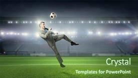  Presentation with soccer - Audience pleasing presentation consisting of businessman playing soccer mixed media backdrop and a  colored foreground