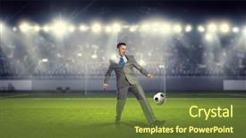  Presentation with mix berry mixed berries - Beautiful slide deck featuring businessman playing soccer mixed media backdrop and a tawny brown colored foreground
