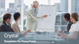  Presentation with listening - Slides enhanced with pointing at a growing chart background and a mint green colored foreground