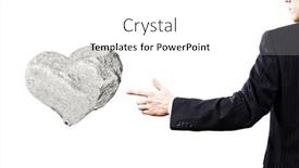  Presentation with shape heart - Amazing slide deck having businessman-pointing-at-stone backdrop and a white colored foreground