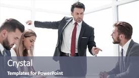  Presentation with employee profile company concept - Beautiful slides featuring businessman pointing to the employee backdrop and a gray colored foreground