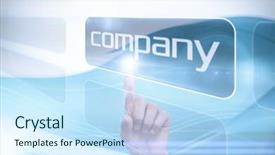  Presentation with blue line - Amazing PPT theme having businessman pointing to word company backdrop and a  colored foreground