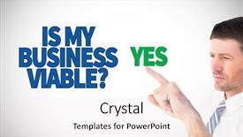  Presentation with finger - Beautiful slide deck featuring businessman-pointing-with-his-finger backdrop and a sky blue colored foreground