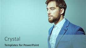  Presentation with space suit - Theme having businessman-portrait-handsome-middle-aged background and a light blue colored foreground