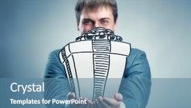  Presentation with blue - Cool new PPT layouts with businessman-portrait-isolated-on-blue backdrop and a teal colored foreground