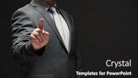  Presentation with forefinger - Presentation theme featuring businessman-portrait-pointing-by-forefinger background and a black colored foreground
