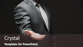  Presentation with hand palm - Slide deck consisting of businessman-portrait-showing-palm background and a dark gray colored foreground