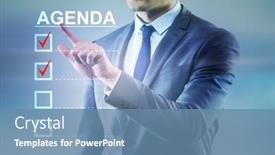  Presentation with agenda - Presentation design consisting of businessman-preparing-the-agenda background and a teal colored foreground