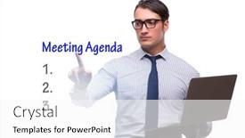  Presentation with agenda - Audience pleasing PPT theme consisting of businessman-preparing-the-agenda backdrop and a white colored foreground