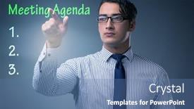  Presentation with agenda - Slide deck with businessman-preparing-the-agenda background and a teal colored foreground