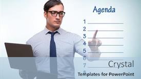  Presentation with agenda - PPT layouts featuring businessman-preparing-the-agenda background and a light blue colored foreground