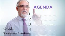  Presentation with agenda - Audience pleasing theme consisting of businessman-preparing-the-agenda backdrop and a light blue colored foreground