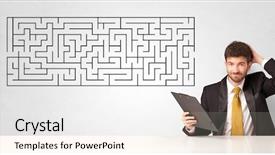  Presentation with maze - Presentation enhanced with businessman presenting a maze background and a sky blue colored foreground