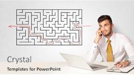  Presentation with maze - Beautiful presentation theme featuring businessman-presenting-a-maze backdrop and a sky blue colored foreground